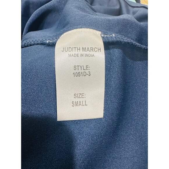 Judith March Boho Hippie Embroidered V-Neck Dress S Navy Bat Wing Sleeves Mini - Picture 7 of 10